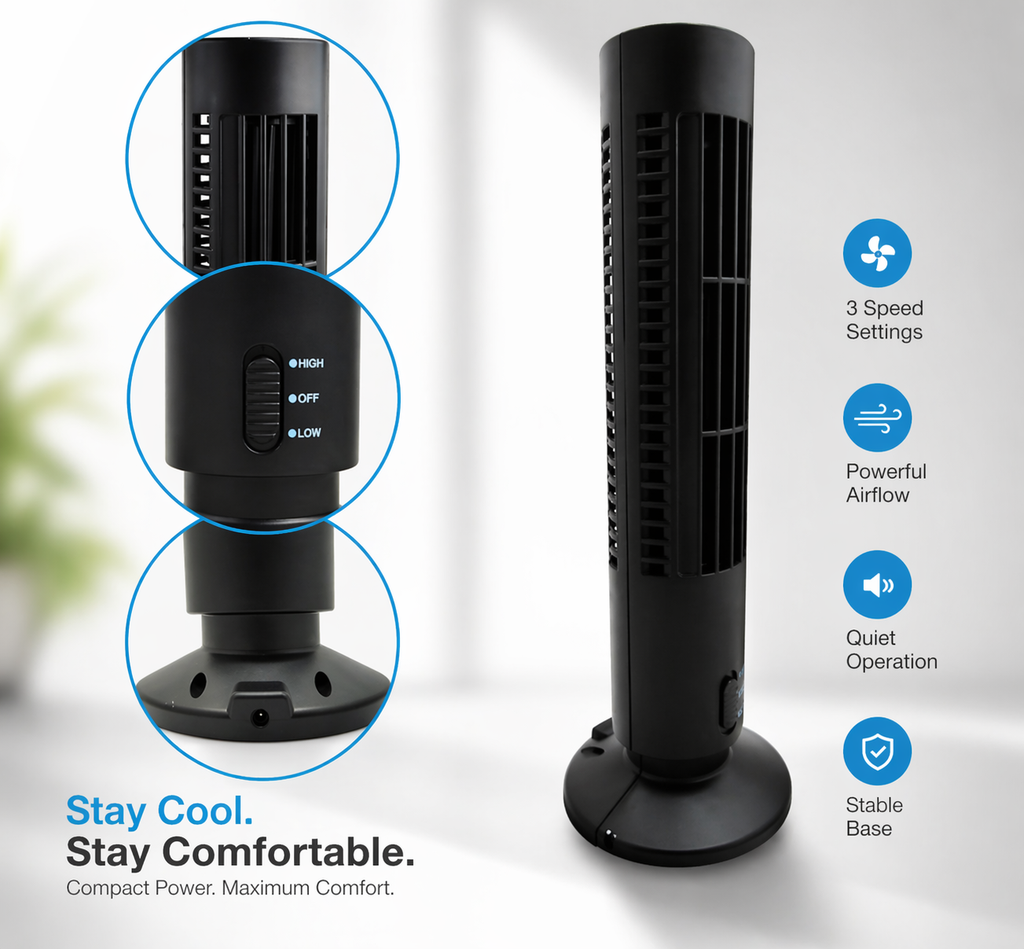Portable USB Electric Fan – Compact & Adjustable Airflow