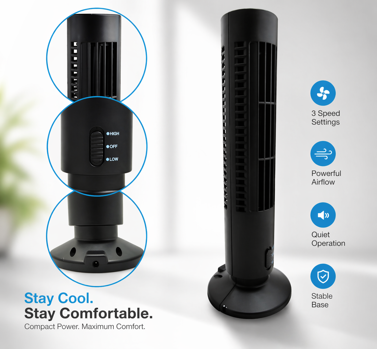 Portable USB Electric Fan – Compact & Adjustable Airflow
