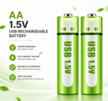 USB Rechargeable AA Battery – 1.5V Lithium | High Capacity & Eco-Friendly