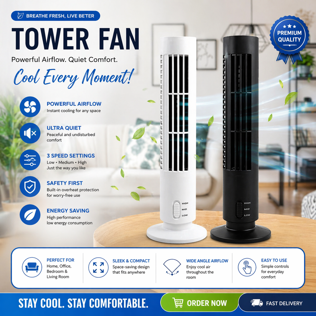 Portable USB Electric Fan – Compact & Adjustable Airflow